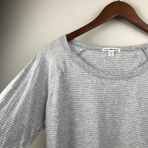 James Perse Gray + White Striped 3/4 Sleeve Top Size 3 / US Large
